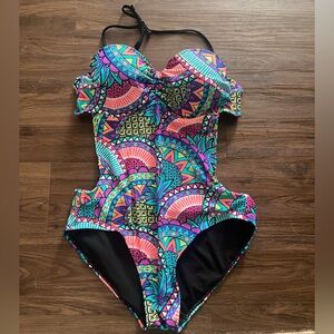 No Boundaries Multicolor Geometric One Piece Swimsuit